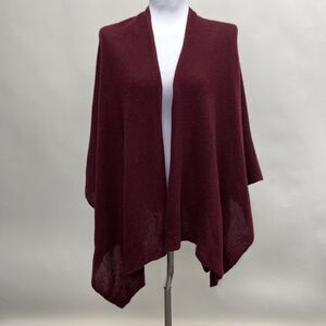 Charter Club Luxury Poncho Shawl Sweater One Size 100% Cashmere Burgundy Red